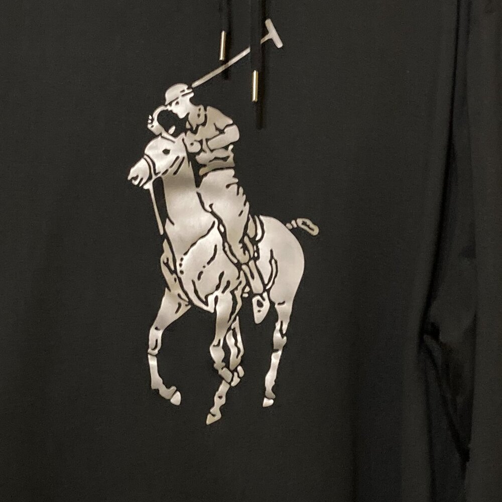 Black Polo Shirt with Silver Logo